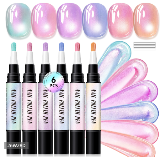 💅💅 6PCS One-Step Gel Nail Art Pen Set – Salon Beauty at Home