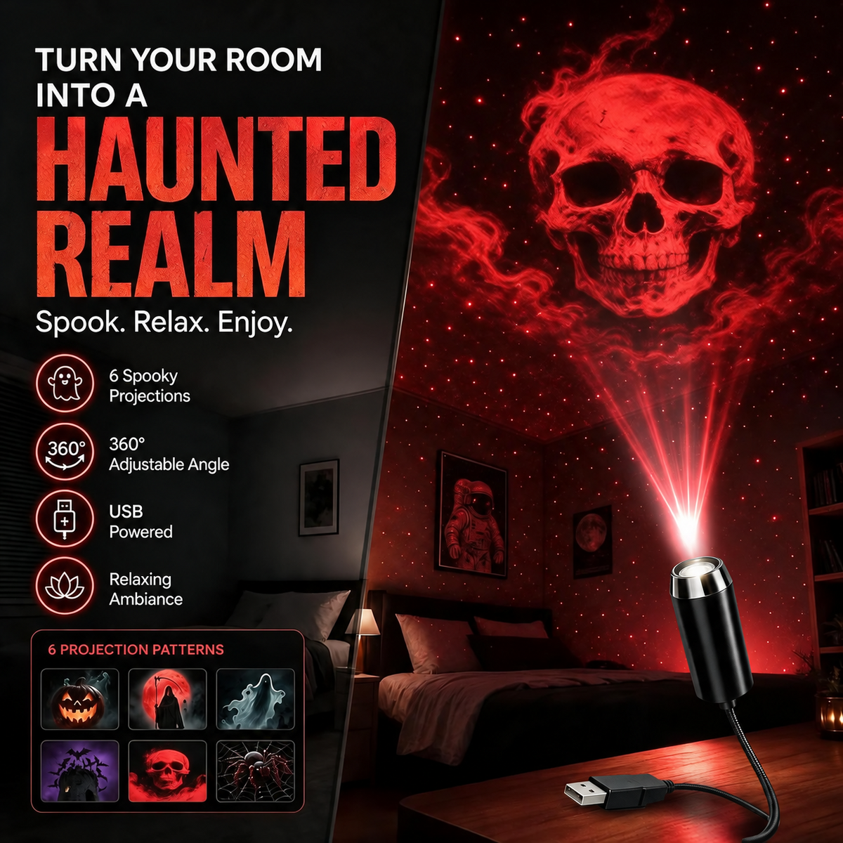 🔥🔥Last Day 49% OFF-Plug-&-Play HD Christmas Projector – 6 or 10 Festive Scenes
