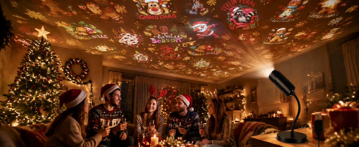 🔥🔥Last Day 49% OFF-Plug-&-Play HD Christmas Projector – 6 or 10 Festive Scenes