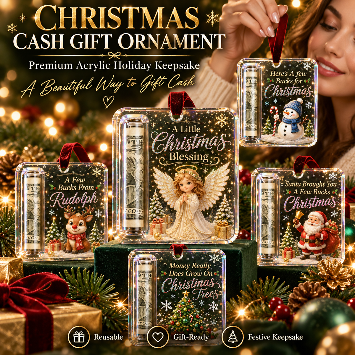 🔥LAST DAY 50% OFF - 🎄Christmas Cash Gift Ornament- Make Cash Feel Like A Real Christmas Gift💵