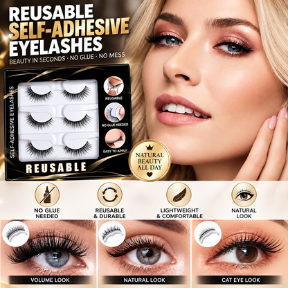 🌺Glue-Free Self-Adhesive Lashes – 3-Second, Natural & Reusable