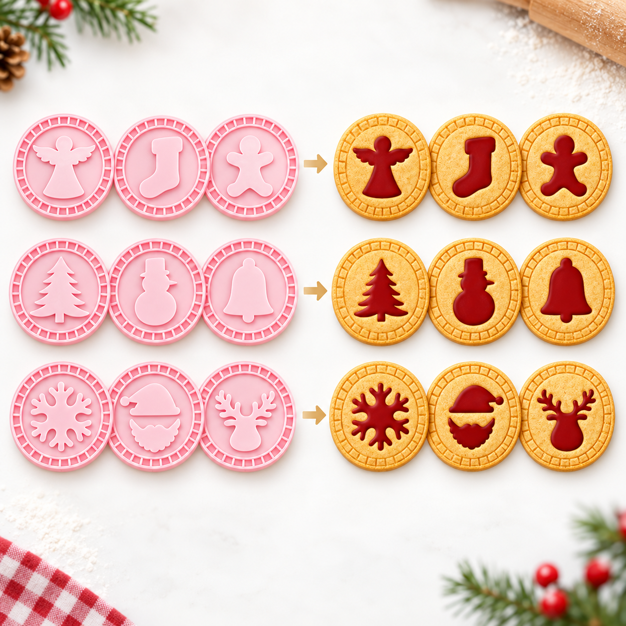 🎁 Holiday Baking Gift Set – 9-Stamp Set + 1 Cutter Frame